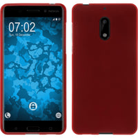 PhoneNatic Case kompatibel mit  Nokia 6 - rot Silikon Hülle matt + 2 Schutzfolien