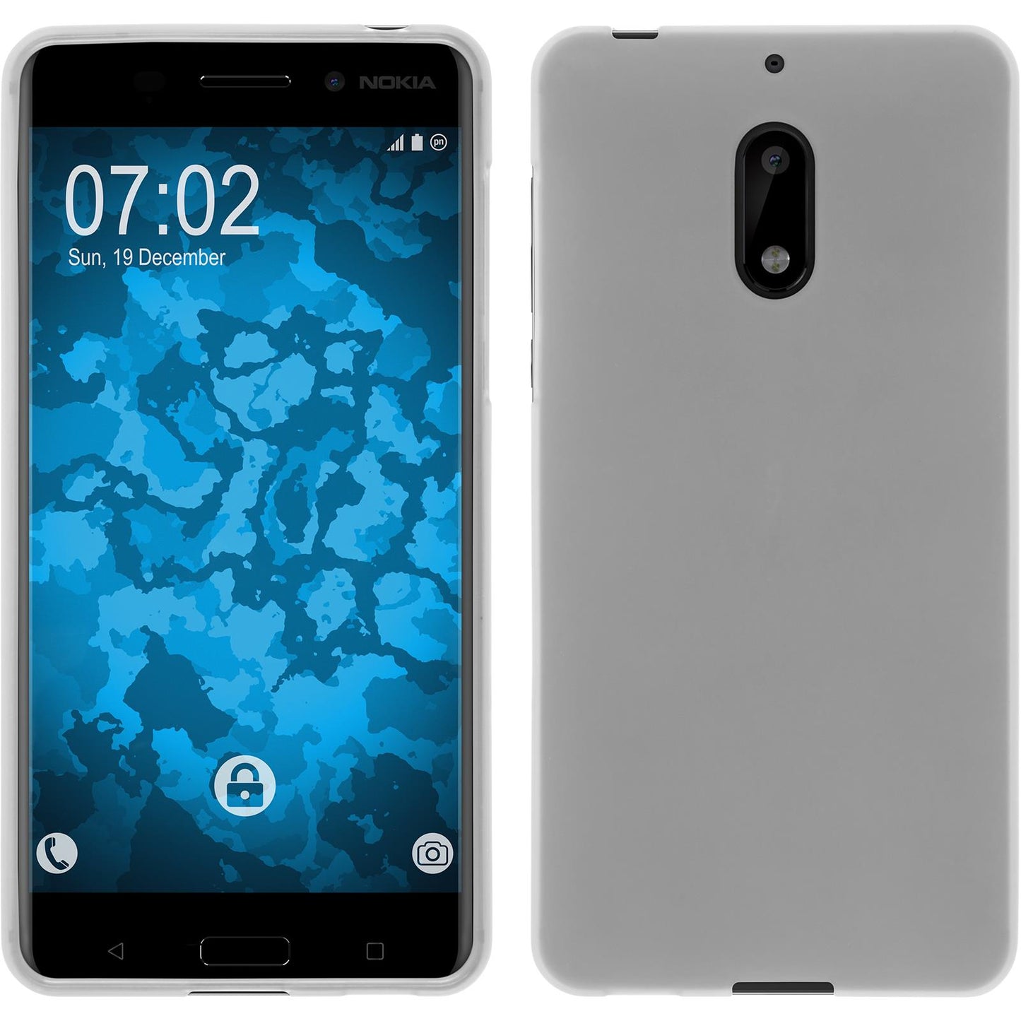 PhoneNatic Case kompatibel mit  Nokia 6 - weiß Silikon Hülle matt + 2 Schutzfolien