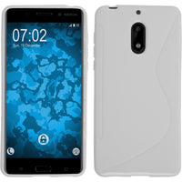 PhoneNatic Case kompatibel mit  Nokia 6 - weiﬂ Silikon Hülle S-Style + 2 Schutzfolien