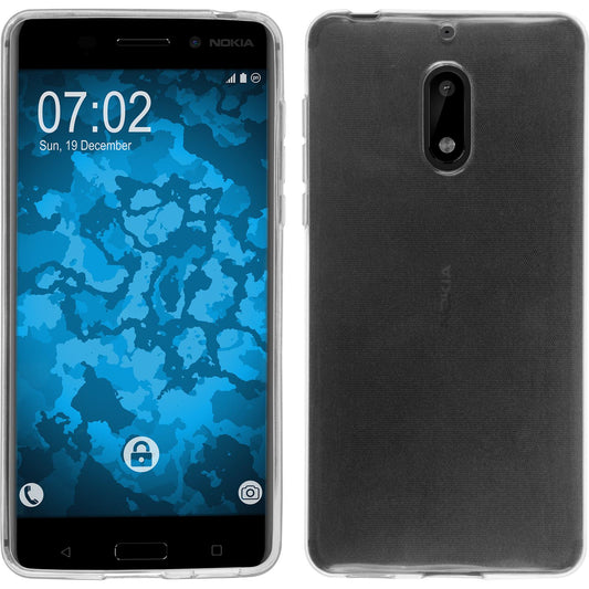 PhoneNatic Case kompatibel mit  Nokia 6 - Crystal Clear Silikon Hülle transparent + 2 Schutzfolien