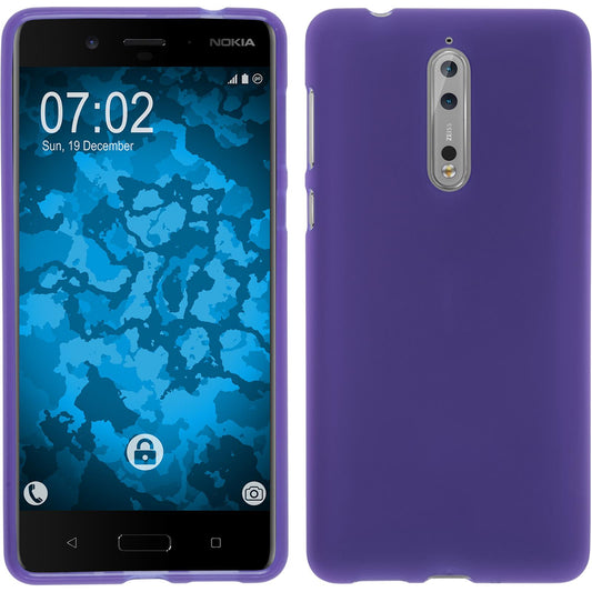 PhoneNatic Case kompatibel mit  Nokia 8 - lila Silikon Hülle matt Cover
