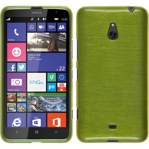 PhoneNatic Case kompatibel mit  Nokia Lumia 1320 - pastellgrün Silikon Hülle brushed + 2 Schutzfolien