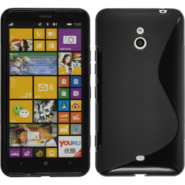 PhoneNatic Case kompatibel mit  Nokia Lumia 1320 - schwarz Silikon Hülle S-Style + 2 Schutzfolien