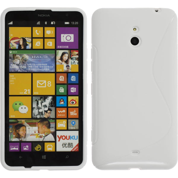 PhoneNatic Case kompatibel mit  Nokia Lumia 1320 - weiﬂ Silikon Hülle S-Style + 2 Schutzfolien