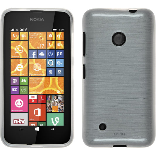 PhoneNatic Case kompatibel mit  Nokia Lumia 530 - weiß Silikon Hülle brushed Cover