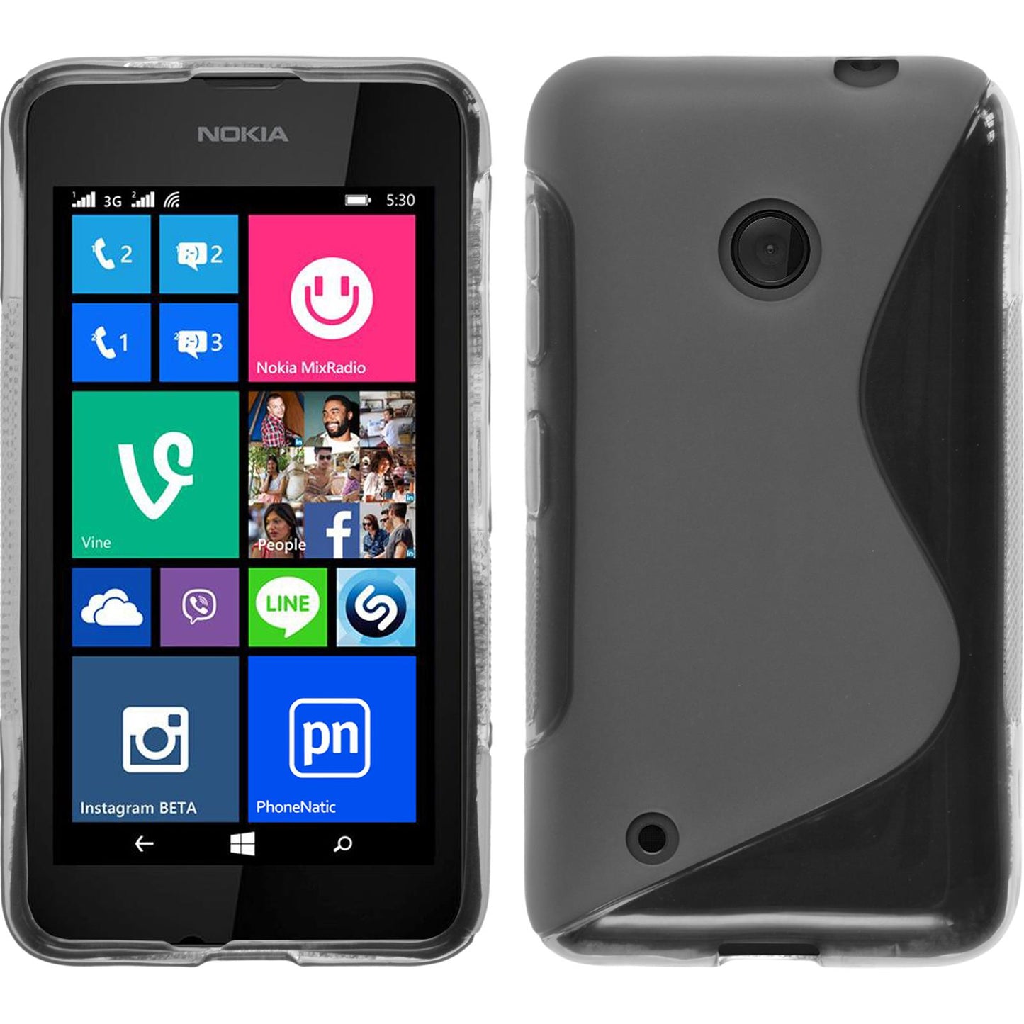 PhoneNatic Case kompatibel mit  Nokia Lumia 530 - grau Silikon Hülle S-Style Cover