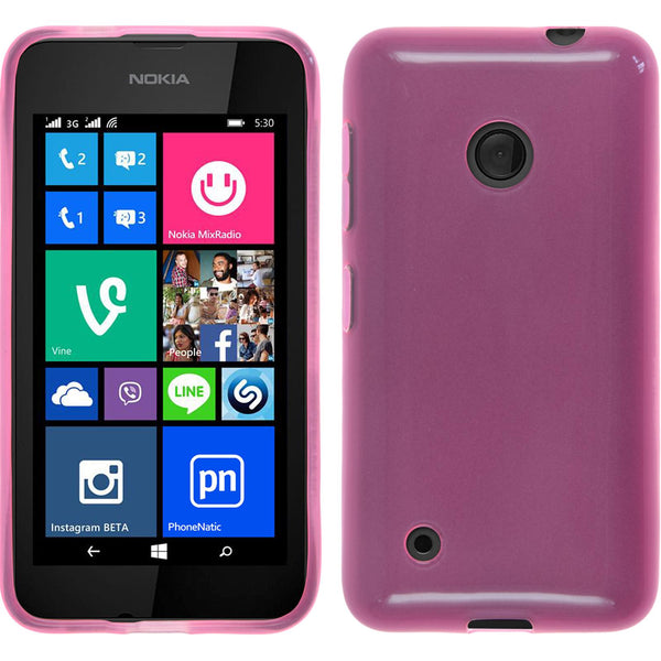 PhoneNatic Case kompatibel mit  Nokia Lumia 530 - rosa Silikon Hülle transparent Cover