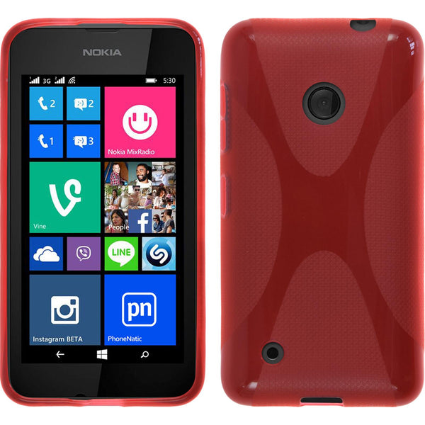 PhoneNatic Case kompatibel mit  Nokia Lumia 530 - rot Silikon Hülle X-Style Cover