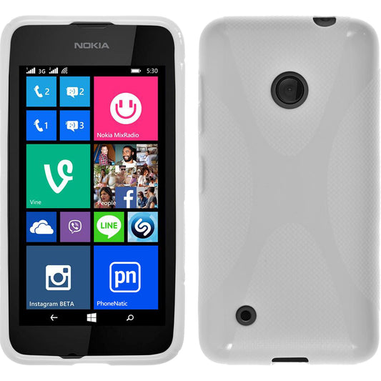 PhoneNatic Case kompatibel mit  Nokia Lumia 530 - weiß Silikon Hülle X-Style Cover