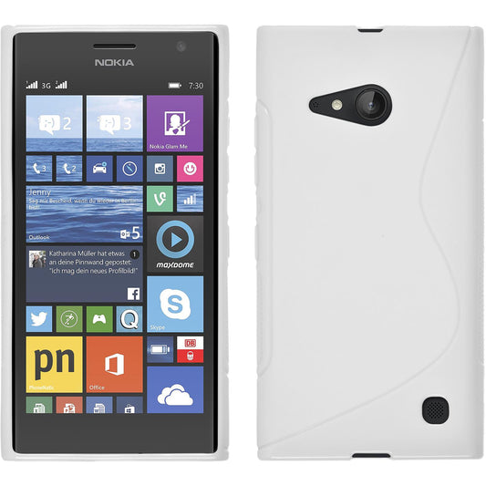 PhoneNatic Case kompatibel mit  Nokia Lumia 730 - weiﬂ Silikon Hülle S-Style + 2 Schutzfolien