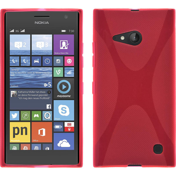 PhoneNatic Case kompatibel mit  Nokia Lumia 730 - pink Silikon Hülle X-Style + 2 Schutzfolien