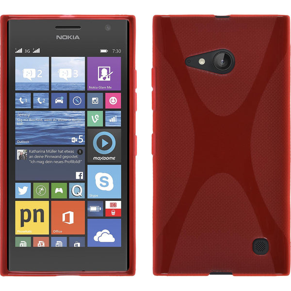 PhoneNatic Case kompatibel mit  Nokia Lumia 730 - rot Silikon Hülle X-Style + 2 Schutzfolien