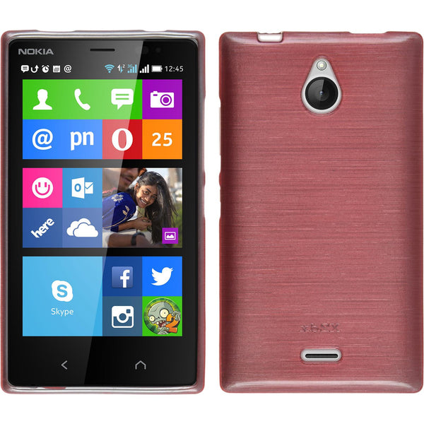 PhoneNatic Case kompatibel mit  Nokia X2 - rosa Silikon Hülle brushed + 2 Schutzfolien
