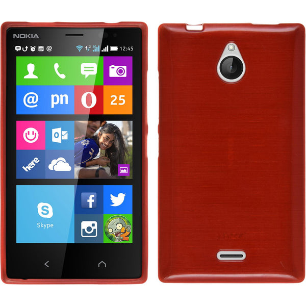 PhoneNatic Case kompatibel mit  Nokia X2 - rot Silikon Hülle brushed + 2 Schutzfolien
