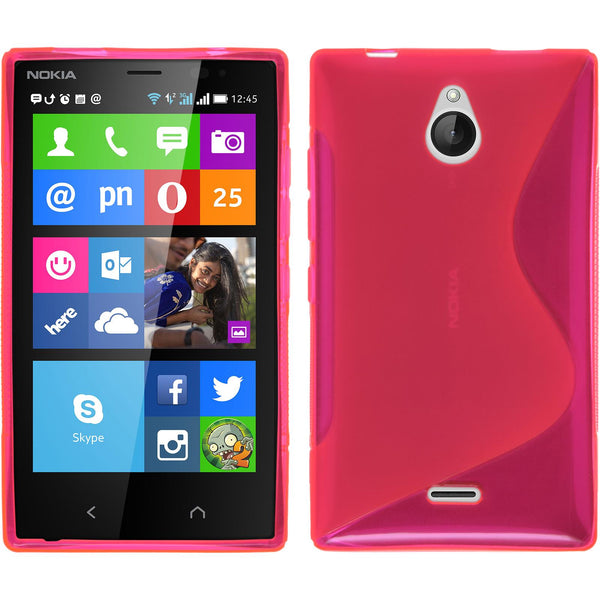 PhoneNatic Case kompatibel mit  Nokia X2 - pink Silikon Hülle S-Style + 2 Schutzfolien