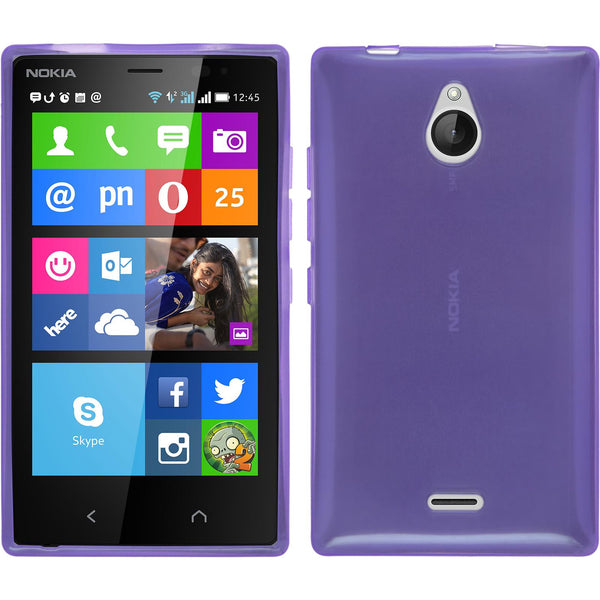 PhoneNatic Case kompatibel mit  Nokia X2 - lila Silikon Hülle transparent + 2 Schutzfolien
