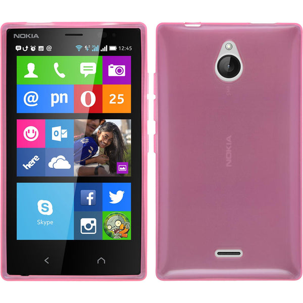 PhoneNatic Case kompatibel mit  Nokia X2 - rosa Silikon Hülle transparent + 2 Schutzfolien