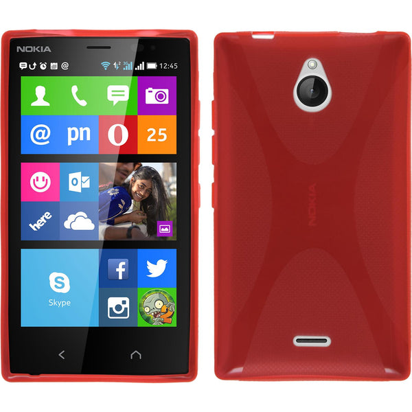 PhoneNatic Case kompatibel mit  Nokia X2 - rot Silikon Hülle X-Style + 2 Schutzfolien
