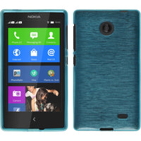 PhoneNatic Case kompatibel mit  Nokia X / X+ - blau Silikon Hülle brushed + 2 Schutzfolien