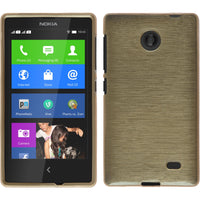 PhoneNatic Case kompatibel mit  Nokia X / X+ - gold Silikon Hülle brushed + 2 Schutzfolien
