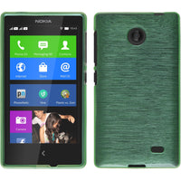PhoneNatic Case kompatibel mit  Nokia X / X+ - grün Silikon Hülle brushed + 2 Schutzfolien