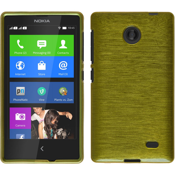 PhoneNatic Case kompatibel mit  Nokia X / X+ - pastellgrün Silikon Hülle brushed + 2 Schutzfolien