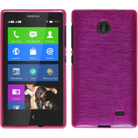 PhoneNatic Case kompatibel mit  Nokia X / X+ - pink Silikon Hülle brushed + 2 Schutzfolien