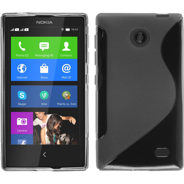PhoneNatic Case kompatibel mit  Nokia X / X+ - grau Silikon Hülle S-Style + 2 Schutzfolien
