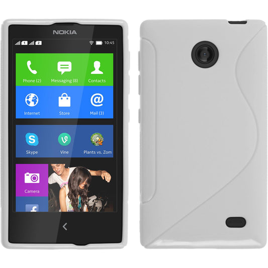 PhoneNatic Case kompatibel mit  Nokia X / X+ - weiﬂ Silikon Hülle S-Style + 2 Schutzfolien