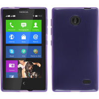 PhoneNatic Case kompatibel mit  Nokia X / X+ - lila Silikon Hülle transparent + 2 Schutzfolien