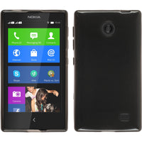 PhoneNatic Case kompatibel mit  Nokia X / X+ - schwarz Silikon Hülle transparent + 2 Schutzfolien