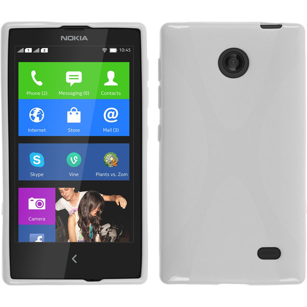 PhoneNatic Case kompatibel mit  Nokia X / X+ - weiß Silikon Hülle X-Style + 2 Schutzfolien