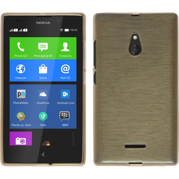 PhoneNatic Case kompatibel mit  Nokia XL - gold Silikon Hülle brushed + 2 Schutzfolien