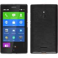 PhoneNatic Case kompatibel mit  Nokia XL - silber Silikon Hülle brushed + 2 Schutzfolien
