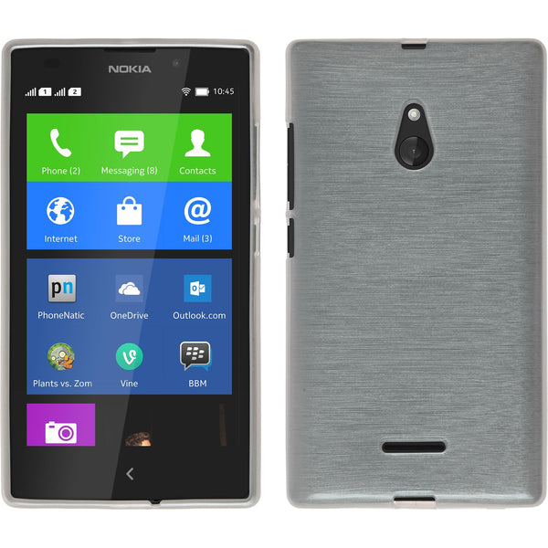PhoneNatic Case kompatibel mit  Nokia XL - weiﬂ Silikon Hülle brushed + 2 Schutzfolien