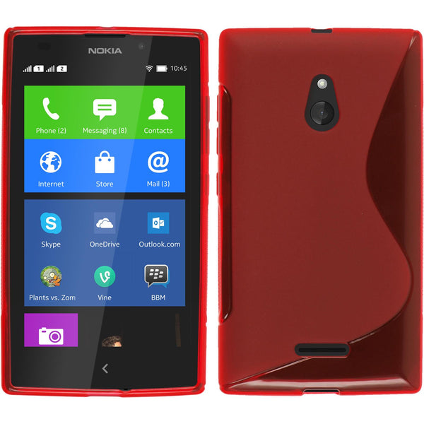 PhoneNatic Case kompatibel mit  Nokia XL - rot Silikon Hülle S-Style + 2 Schutzfolien