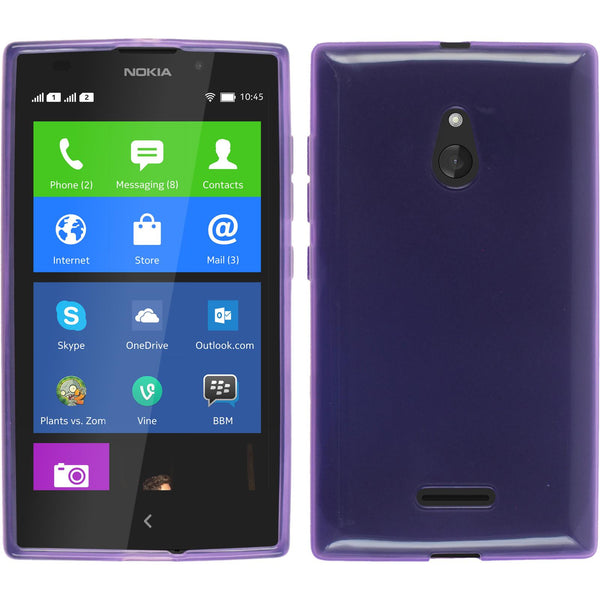 PhoneNatic Case kompatibel mit  Nokia XL - lila Silikon Hülle transparent + 2 Schutzfolien