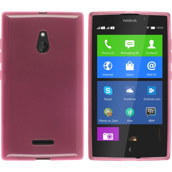 PhoneNatic Case kompatibel mit  Nokia XL - rosa Silikon Hülle transparent + 2 Schutzfolien