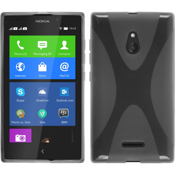 PhoneNatic Case kompatibel mit  Nokia XL - grau Silikon Hülle X-Style + 2 Schutzfolien