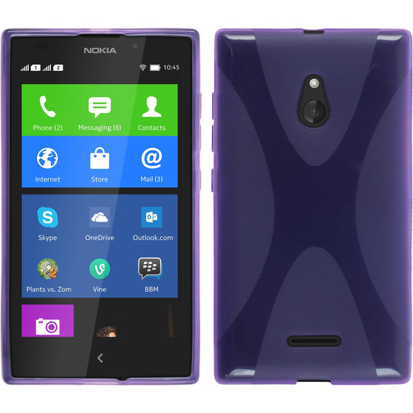 PhoneNatic Case kompatibel mit  Nokia XL - lila Silikon Hülle X-Style + 2 Schutzfolien