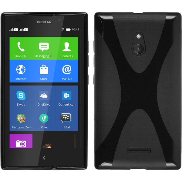 PhoneNatic Case kompatibel mit  Nokia XL - schwarz Silikon Hülle X-Style + 2 Schutzfolien