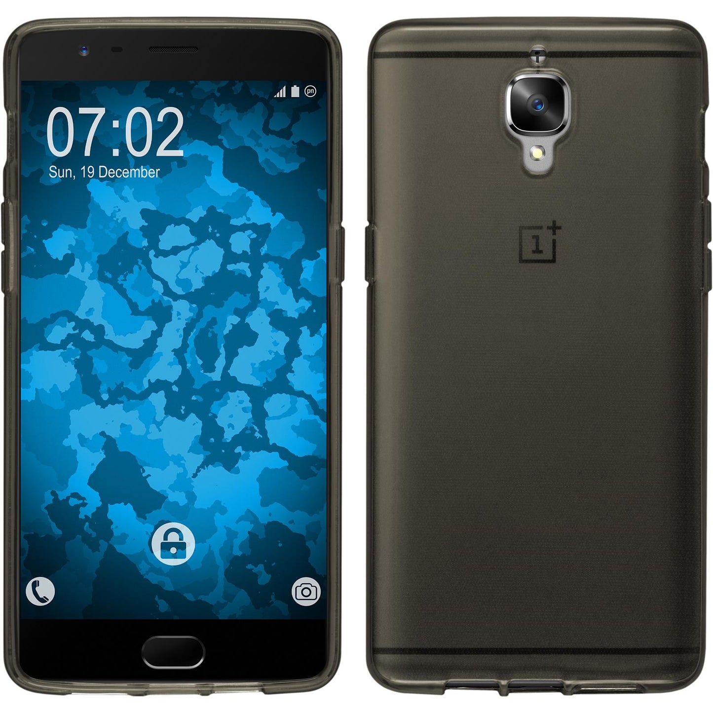 PhoneNatic Case kompatibel mit  OnePlus 3 - grau Silikon Hülle transparent + 2 Schutzfolien