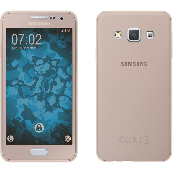 PhoneNatic Case kompatibel mit Samsung Galaxy A3 (A300) - gold Silikon Hülle 360∞ Fullbody Cover