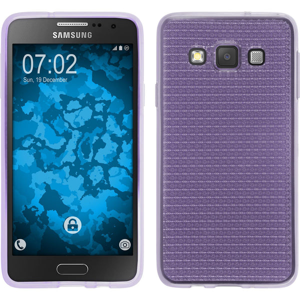 PhoneNatic Case kompatibel mit Samsung Galaxy A3 (A300) - lila Silikon Hülle Iced + 2 Schutzfolien
