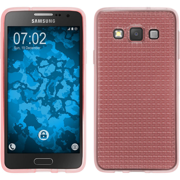 PhoneNatic Case kompatibel mit Samsung Galaxy A3 (A300) - rosa Silikon Hülle Iced + 2 Schutzfolien