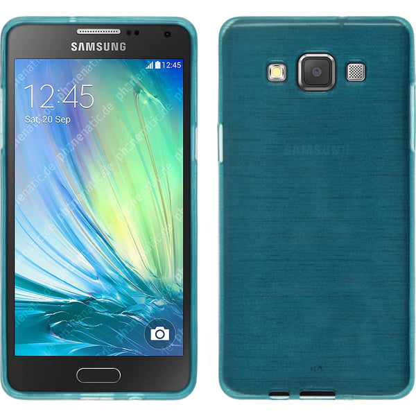 PhoneNatic Case kompatibel mit Samsung Galaxy A3 (A300) - blau Silikon Hülle brushed + 2 Schutzfolien