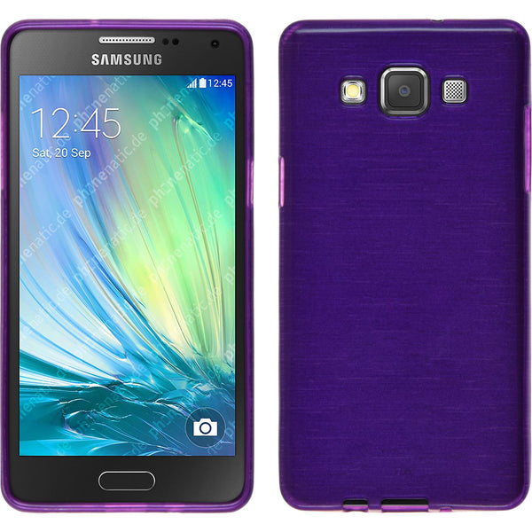 PhoneNatic Case kompatibel mit Samsung Galaxy A3 (A300) - lila Silikon Hülle brushed + 2 Schutzfolien
