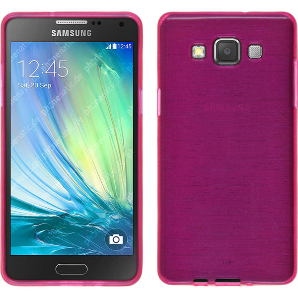 PhoneNatic Case kompatibel mit Samsung Galaxy A3 (A300) - pink Silikon Hülle brushed + 2 Schutzfolien