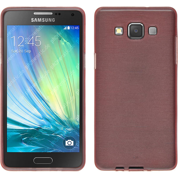 PhoneNatic Case kompatibel mit Samsung Galaxy A3 (A300) - rosa Silikon Hülle brushed + 2 Schutzfolien