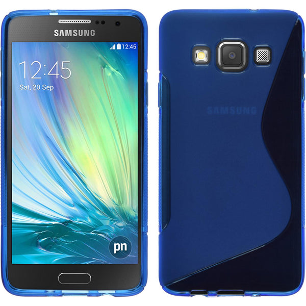 PhoneNatic Case kompatibel mit Samsung Galaxy A3 (A300) - blau Silikon Hülle S-Style + 2 Schutzfolien